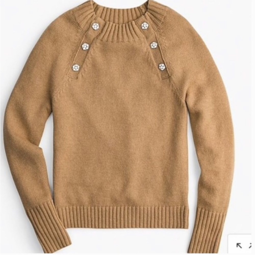 J. CREW Lambs Wool Blend Jeweled Button Sweater Medium